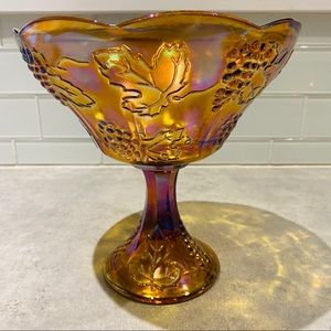 Carnival glass marigold centrepiece glass vase